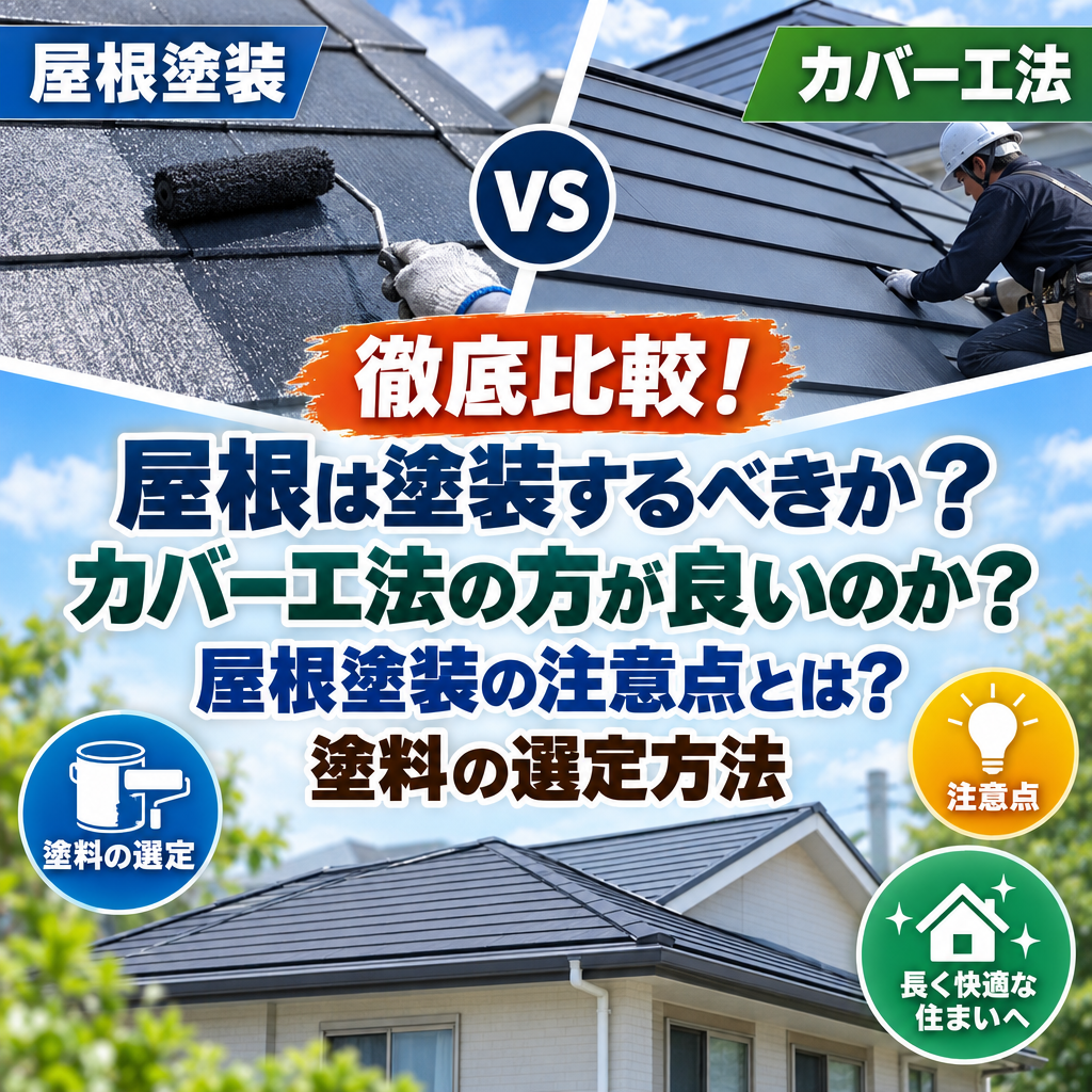 徹底比較！屋根は塗装するべきか？カバー工法の方が良いのか？屋根塗装の注意点とは？塗料の選定方法