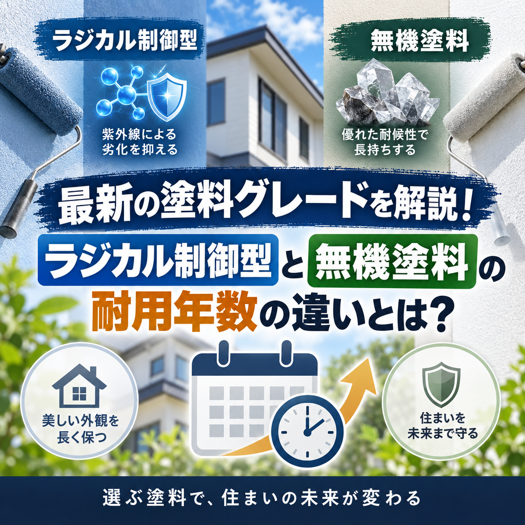 最新の塗料グレードを解説！ラジカル制御型と無機塗料の耐用年数の違いとは？